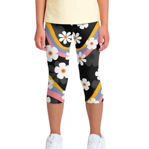 Custom Daisy Print Kinder Yogabroek Meisjes Geprint Gym Fitness Leggings Groothandel Activewear Kids Yoga Wear Leggings