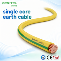 Cable de Construcción de Cobre de un Solo Núcleo, Aislado en PVC Verde Amarillo V-90, 0.6/1KV Clase 2, Certificado AS/NZS 5000.1, SAA/CE/VDE/TUV