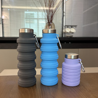 Bouteille d'eau pliable en silicone pour le sport et les activités de plein air, 500 ml, réutilisable, anti-fuite, portable, gobelet pliable unisexe