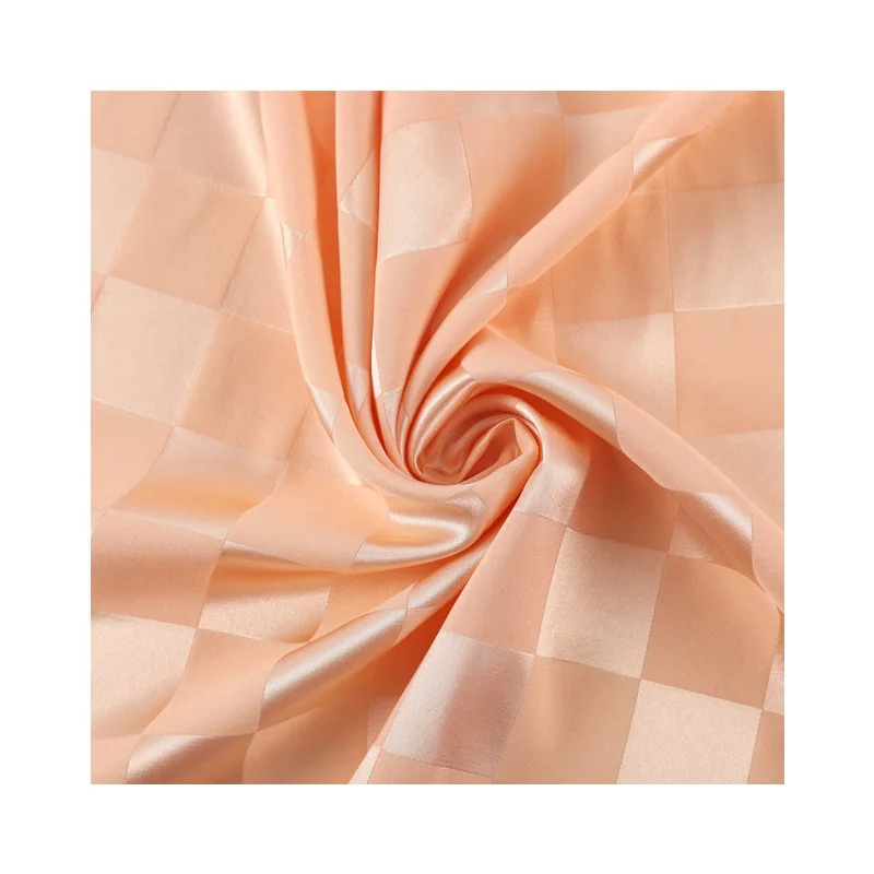 LS907 Silk Imitation Elastic Satin Ripstop Fabric Yarn-dyed Jacquard Checker Fabric For Shirts Sleepwear Clothes