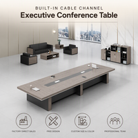 Table de conférence longue, bureau minimaliste moderne, ensemble table et chaises, grande table rectangulaire en bois, mobilier de bureau mobile, pour entreprise