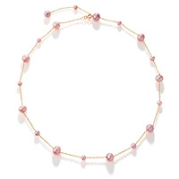 Collier de perles d'eau douce rose et violet plaqué or 18 carats, bijoux de mode pour femmes, colliers à chaîne de perles rondes