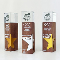 Trophées et Plaques Personnalisés en Bois avec Gravure Laser 3D, Cube de Cristal Laser, Trophée Étoile Or Argent Cuivre, Trophée en Bois MH-T160