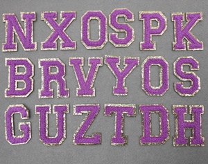 Tùy Chỉnh Chenille Thêu 'A-Z' Thư Các Bản Vá Lỗi Bảng Chữ Cái Đính Chữ Thiết Kế Chứng Khoán Vàng Sequins Hàng May Mặc Bages - Product Image 4