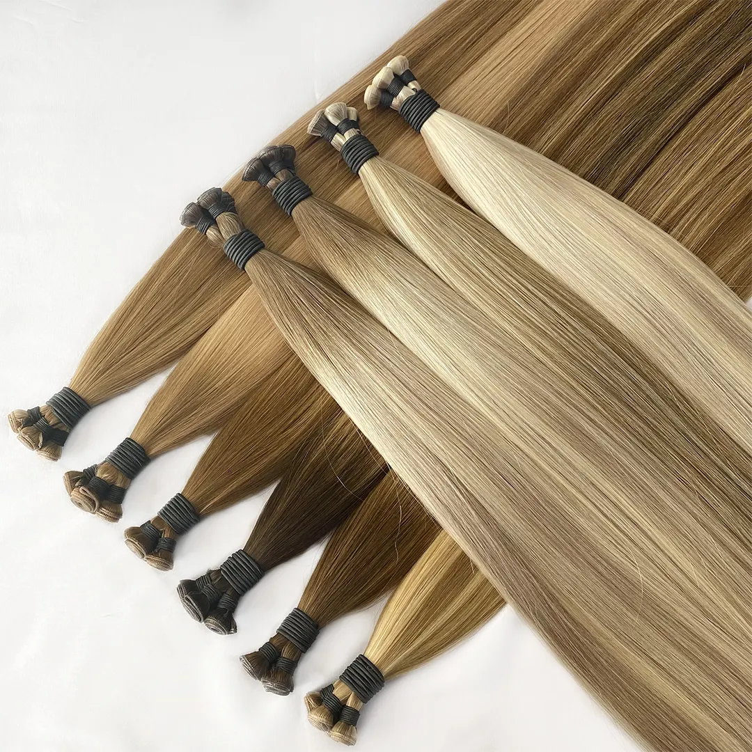 Haiyi Russian Invisible Double Drawn Genius Weft Hair Extensions Virgin Cuticle Remy Hair Extension