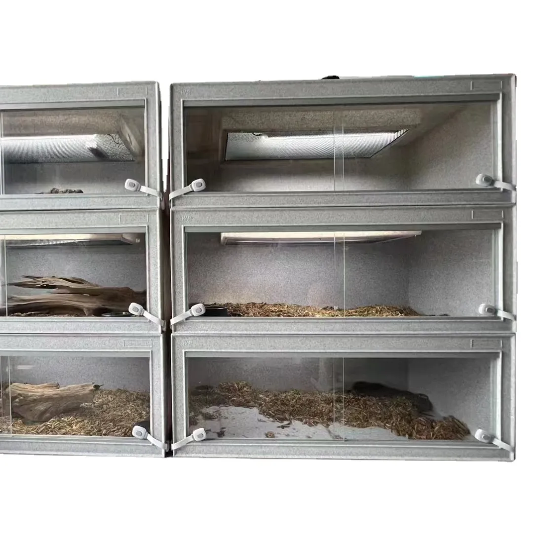 Nieuw Ontwerp Pp Zwart Reptiel Scherm Kooi Grijze Reptielen Behuizingen Marmer Grijze Terrarium Kooien Voor Slangen En Reptiel