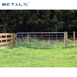 Diseños de Puertas de Hierro Forjado Galvanizado Verde de 14 pies a Precio Económico para Granja, Puerta de Granja de 5 Barras con Bisagras - Product Image 4