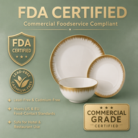 Service de table en porcelaine de qualité commerciale, 18 pièces, en nouvelle porcelaine fine avec bordure dorée électro-plaquée, pour hôtel et restaurant