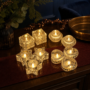 Bougies LED Chauffe-Plat sans Flamme en Plastique, Design Art Déco, Décoratives Transparentes, Styles Étoile et Cœur, Veilleuses de Chambre - Product Image 3