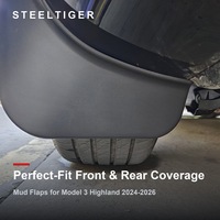 STEELTIGER Schmutzfänger für 2024-2026 Model 3 Highland 4-teilig Clip-On Ohne Bohren Schwarzes TPE PP Spritzschutz-Set Kompatibles Zubehör