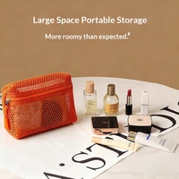 Sac de maquillage en maille recyclée en gros, pochette cosmétique en nylon, séchage rapide, respirant, sac de voyage pour la plage, la piscine, la douche