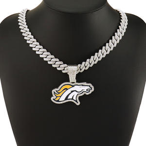Personalizado Campeón Colgante Diamante tachonado Aceite Pintado <span class=keywords><strong>Mustang</strong></span> NFL Colgante Punk Hip-hop Estilo Cubano Collar de Cadena - Product Image 4