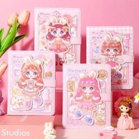 Carnet en cuir PU motif dessin animé mignon 125*175mm 100 feuilles 100gsm avec boucle magnétique, papeterie étudiante en gros Depai