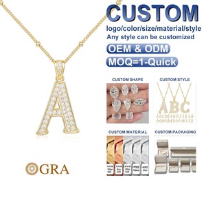 Ciondolo Lettera dell'Alfabeto in Argento S925 con Moissanite <span class=keywords><strong>D</strong></span> VVS1, Stile Hip-hop, Versatile, Disponibile - Product Image 1