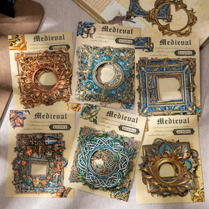 10 hojas/paquete serie de heráldica medieval estilo Vintage pegatinas de tarjetas duras bordeadas para collages en capas - Product Image 2