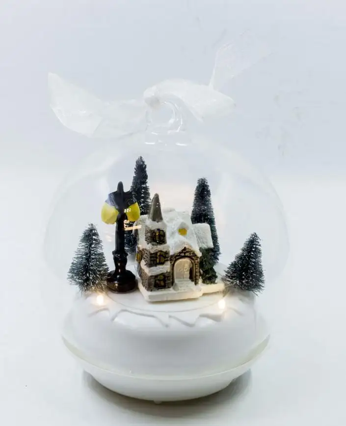 Newish-bola de cristal con luz led para decoración del hogar, Bola de bola con giro polidéco, para vacaciones, 10,5x10,5x12,5 cm