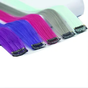 Groothandel Multi-Kleuren Party Highlights Recht Lang Haar Stuk Kleurrijke Clip Voor Prom Party Gekleurde Clip In Hair Extensions