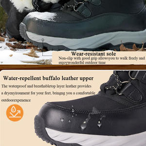 <span class=keywords><strong>Bottes</strong></span> d'hiver pour l'extérieur, <span class=keywords><strong>bottes</strong></span> de neige mi-hautes à lacets, imperméables, en cuir, doublure en fourrure, <span class=keywords><strong>bottes</strong></span> de randonnée à semelle épaisse antidérapante, <span class=keywords><strong>bottes</strong></span> thermiques - Product Image 5