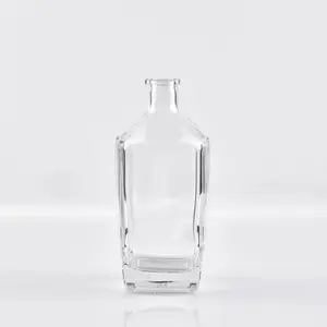 Ustomized-botella de cristal cuadrada vacía Lisa para Ginebra, vodka y whisky, 500ml