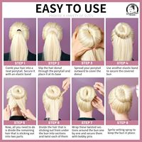 Forme à chignon en nylon réutilisable pour cheveux courts et fins, 6 pièces, 2 pouces, beige, pour enfants et filles