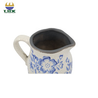Vase en céramique bleu et blanc du fabricant avec poignée Crackle-Glaze Chinoiserie Vase à fleurs pour la décoration intérieure et le centre de table