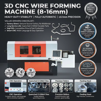 Machine de pliage de fil d'acier inoxydable 3D automatique à 5 axes CNC robuste, 8-16 mm, avec moteur et engrenages, certifiée CE
