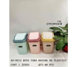 Cubo de Basura Moderno de 15L con Tapa Giratoria, Cubo de Basura Rectangular de Plástico para Interiores con Tapas - Product Image 3