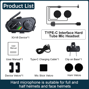 X3-V8 kép Chipset không dây xe máy <span class=keywords><strong>intercom</strong></span> Tai nghe 8 people1500 phạm vi Mũ bảo hiểm hệ thống thông tin liên lạc với âm nhạc chia sẻ - Product Image 4