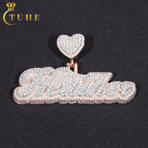 Collana con Ciondolo 3D Personalizzato Hip Hop, in Argento Sterling 925 con Diamanti Moissanite VVS Incassati, Ciondolo Lettera Personalizzata per Uomo e Donna - Product Image 1