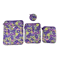 Housse de protection souple pour ordinateur portable en néoprène coloré avec fermeture éclair, étui pour rouge à lèvres et porte-clés