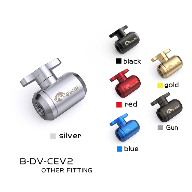 PC Water Cooling Hand Screw Valve G1/4 for Hard Tube Cooling Water-tap Full Body Color Water Cooler Fitting B-DV-CEV2