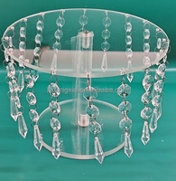 Support à gâteau en acrylique de luxe Supports à cupcakes ronds Affichage à dessert clair Tasse Gâteaux Assiette de service Lustre en cristal pour les mariages