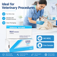 Sutures chirurgicales en soie tressée pour hôpitaux vétérinaires, fil de suture vétérinaire stérile, 12 pièces, sans MOQ, échantillon gratuit