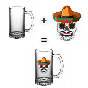 Verres à bière en verre de 16 oz en stock en Espagne, prêts pour impression par transfert thermique personnalisée de logo et de motifs, avec matériaux de haute qualité. - Product Image 4