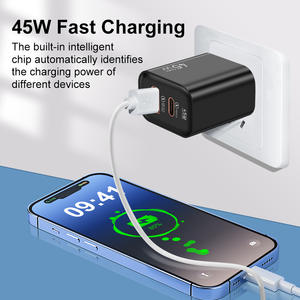 45W GaN super veloce caricatore USB A + C veloce adattatore di alimentazione <span class=keywords><strong>2</strong></span> porte PD usb tipo c macaron travel charger us eu plug per iphone 16 15 - Product Image 2