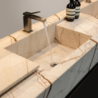 OEM/ODM, qualité supérieure, pierre naturelle, marbre Sofitel Gold, comptoir en marbre beige, meuble-lavabo en marbre pour décoration de salle de bain haut de gamme
