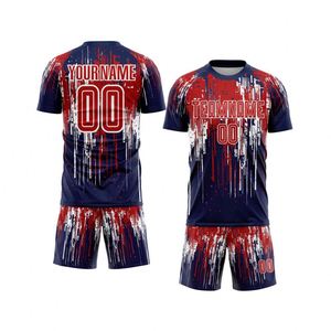 Nuevo Conjunto de Uniforme de Fútbol Personalizado, Sublimado, Diseño Abstracto, Camiseta Deportiva, Pantalones Cortos, Impresión de Nombre y Número del Equipo - Product Image 1