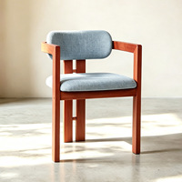 Chaise de salle à manger de style minimaliste moderne avec dossier, en bois massif et coussin en tissu, pour la maison, l'hôtel et les salons