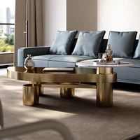 Table basse en acier et or au Style de luxe, ensemble moderne, de couleur noir et or, meubles décoratifs pour la maison, nouveau Design, de salon, 2022