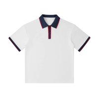 T-shirt Homme Rétro Col V Tricoté Lourd 240 Grammes à Contraste, Manches Courtes Printemps-Été, Tendance, Formel, Ample, Imprimé