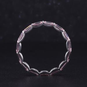 Starsgem <span class=keywords><strong>Bague</strong></span> pour femme en or blanc massif 14K 2*4mm taille émeraude pierres précieuses <span class=keywords><strong>saphir</strong></span> cultivées en laboratoire couleur rose bande éternelle - Product Image 4