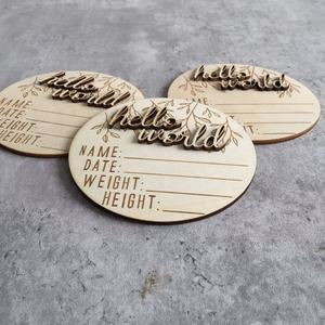 <span class=keywords><strong>Famille</strong></span> bienvenue à ange bébé bonjour monde en bois bébé annonce de naissance disque carte d'étape pour nouveau-né bébé Photos - Product Image 5