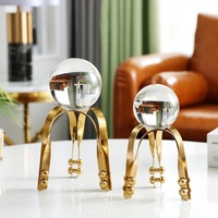 Décoration de maison de luxe, boule de cristal avec support en fer, grande taille pour salle à manger/salon