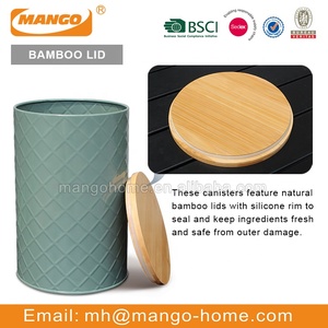 Juego de 4 botes de cocina con tapa de bambú, café, té, harina de azúcar, tarros de lata de Metal, juego de contenedores de almacenamiento de alimentos anidados - Product Image 3
