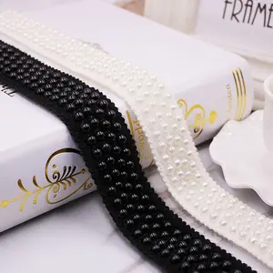 Deepeel KY233 3.5cm DIY Sewing Accessories Neckline Applique Clothes Curtain Decor Lace Fabric Pearl Beaded Lace