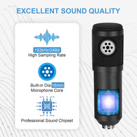 Microphone USB professionnel ZTU12 à condensateur cardioïde avec diaphragme de 14 mm, bras articulé et support pour studio