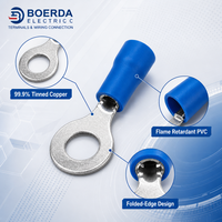 Connecteurs électriques à sertir ronds RV2-3.2 bleus, isolés, à borne annulaire, en cuivre 16-14 AWG, avec isolation en PVC et placage étain