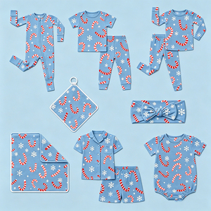 <span class=keywords><strong>Pijama</strong></span> de Bambú Transpirable Personalizado Americano de 240 g/m² Elástico para Bebé Recién <span class=keywords><strong>Nacido</strong></span>, Ropa de Dormir de <span class=keywords><strong>Navidad</strong></span> - Product Image 1