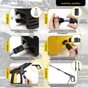 Hidrolavadora Eléctrica de 1200w y 1600 Psi, Alta Presión, Color Amarillo, 60hz - Product Image 2