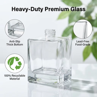 Bouteille en verre carrée de qualité supérieure, grande capacité (500 ml), transparente, durable, anti-fuite, réutilisable, pour huiles essentielles